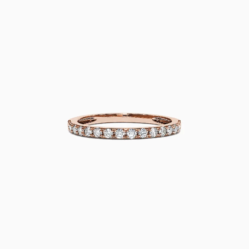 Ladies rings onyx black accents-Pave Rose 14K Rose Gold Diamond Band, 0.34 TCW