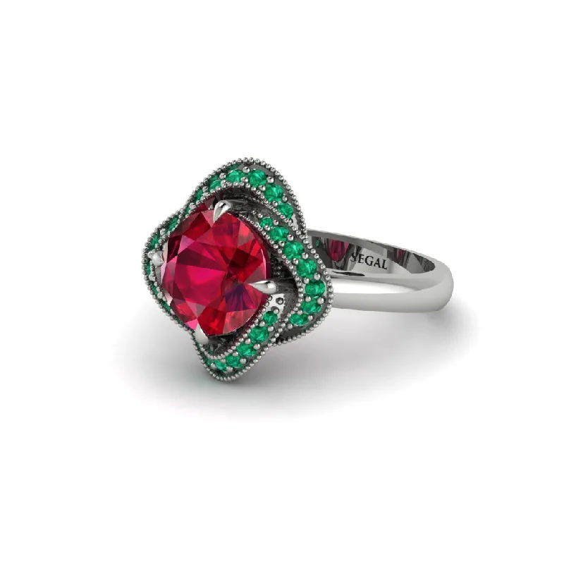 Ladies engagement rings titanium options-Ruby Floral Infinity Engagement Ring - Brinley No. 27