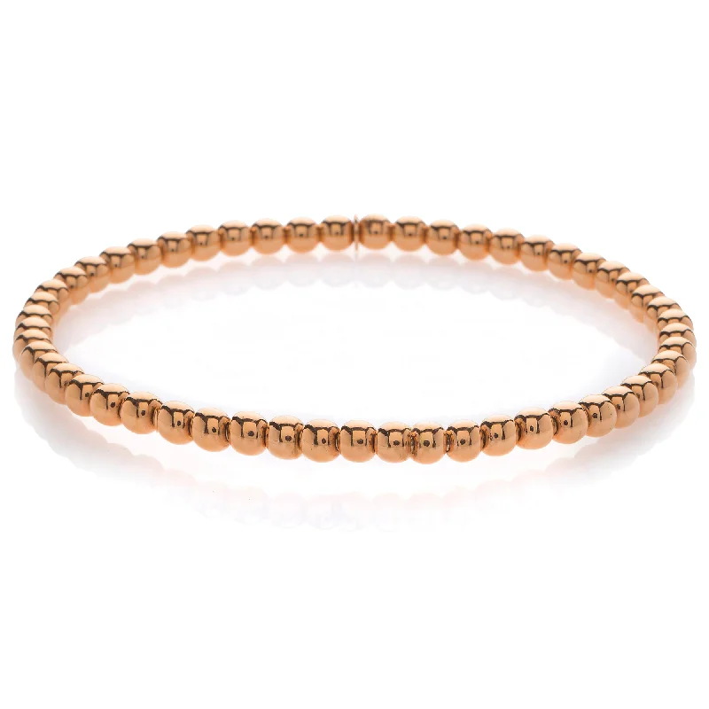 ladies bracelet smooth holiday-Hulchi Belluni Plain 18K Rose Gold Stretch Stackable Bracelet 20341M-R