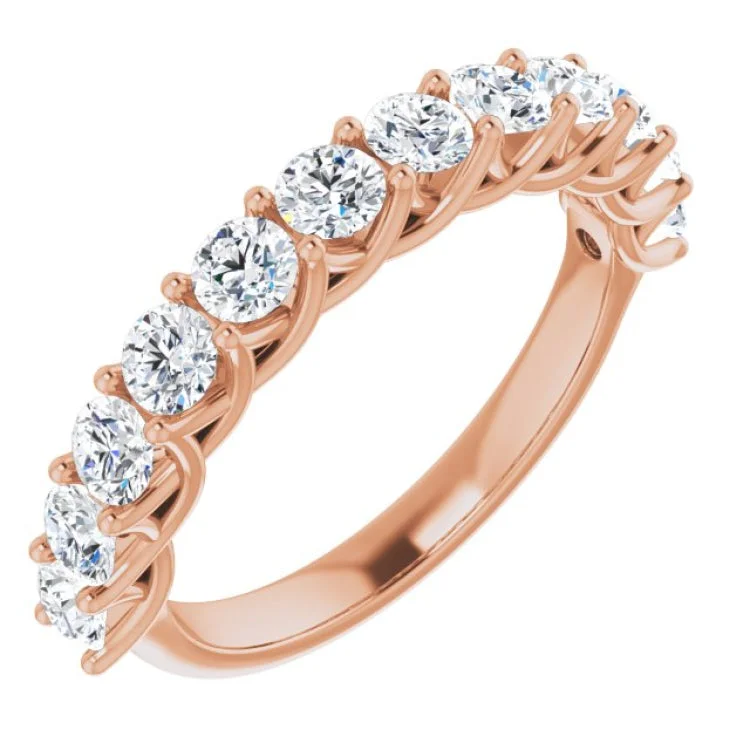 Ladies rings floral cluster rings-14K Rose 1 1/8 CTW Natural Diamond Anniversary Band