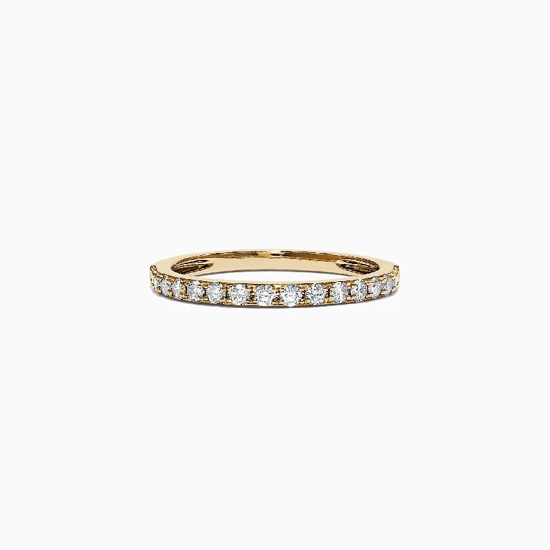 Ladies rings moonstone glow designs-D'Oro 14K Yellow Gold Diamond Band, 0.34 TCW