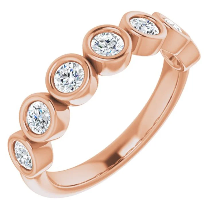 Ladies rings fabric wrap designs-14K Rose 3/4 CTW Natural Diamond Anniversary Band