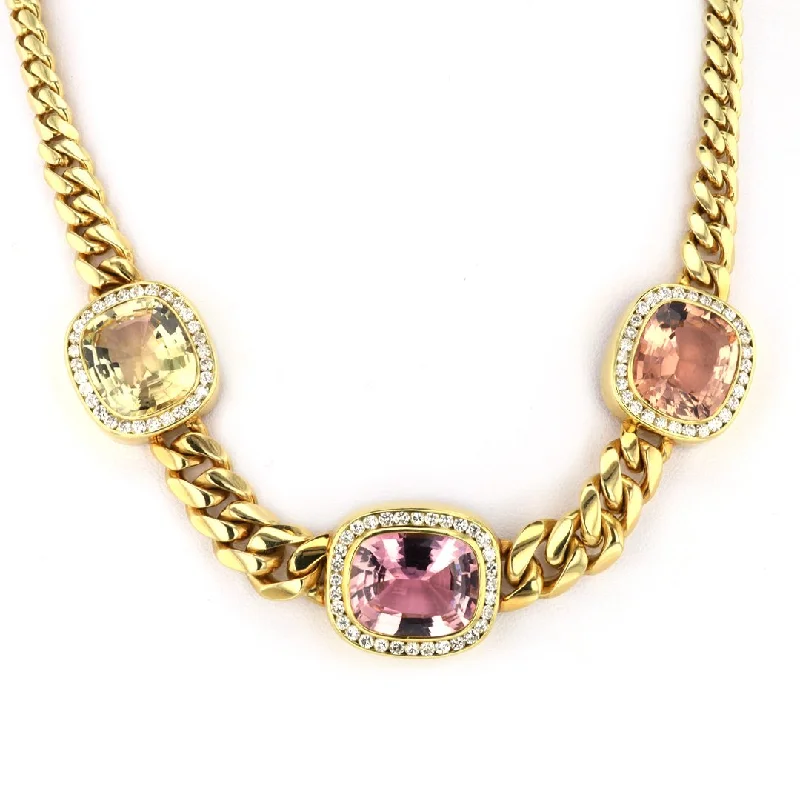 ladies necklace sapphire vintage-Tourmaline & Diamond Necklace