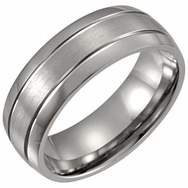 Ladies rings thin stackable rings-Titanium 8 mm Band