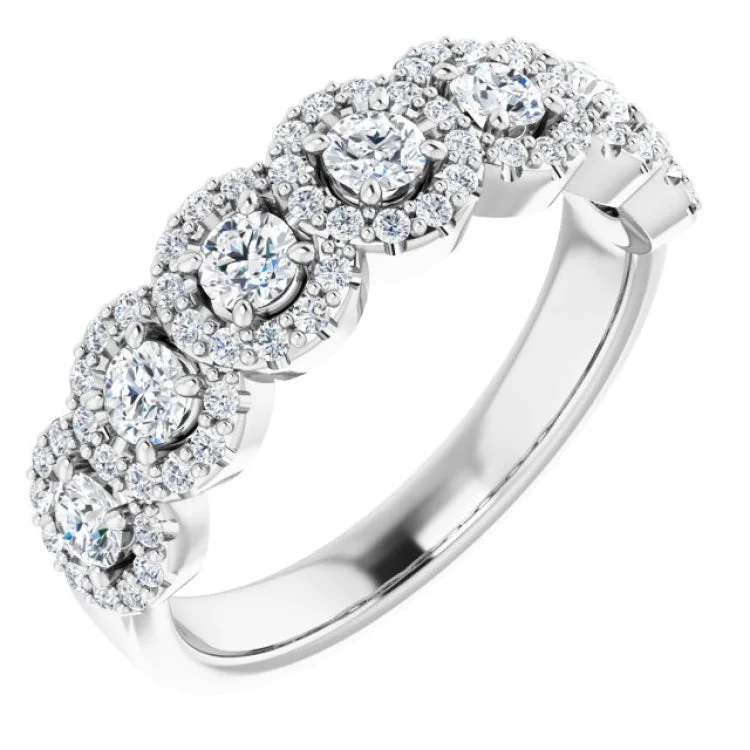 Ladies rings small batch designs-14K White 3/4 CTW Natural Diamond Anniversary Band