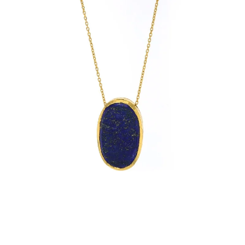 ladies necklace trendy yellow topaz-Lapis Pendant Necklace