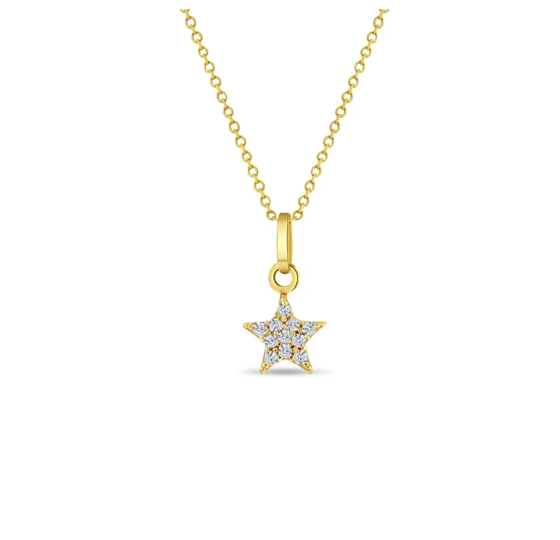 ladies necklace lariat flower-Copy of 14k Tiny Pave "Diamond" Star Necklace