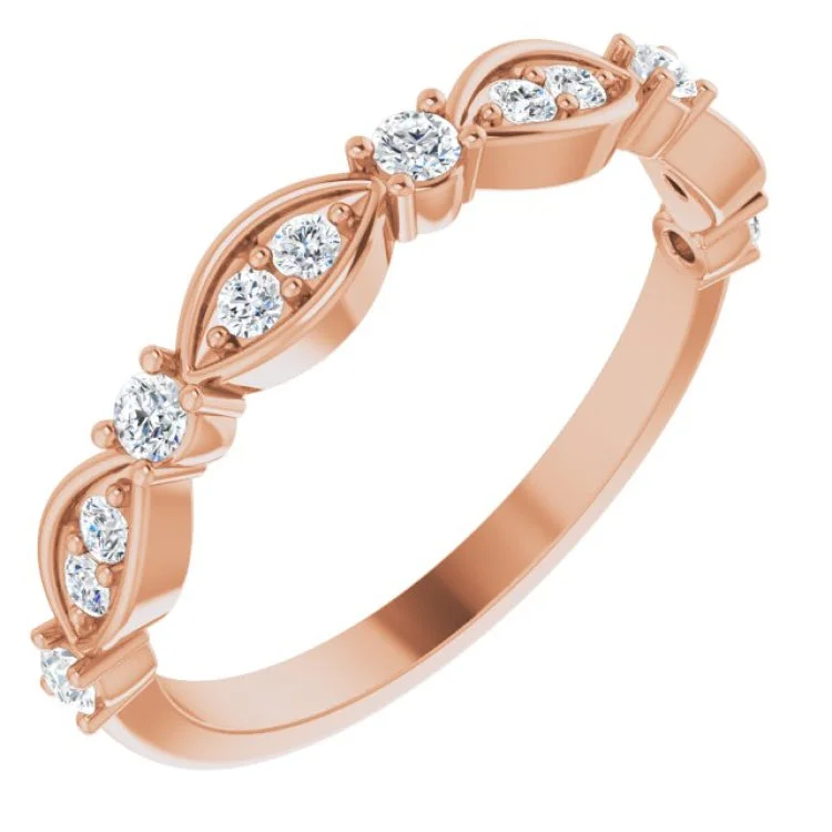 Ladies rings soft curve rings-14K Rose 1/3 CTW Natural Diamond Anniversary Band