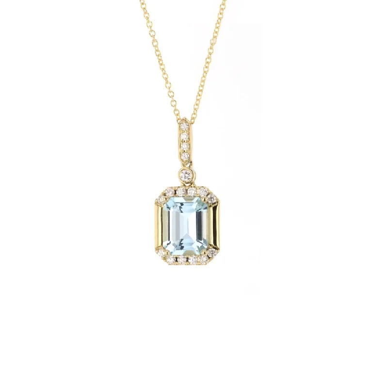 ladies necklace rose quartz affordable-18" Aquamarine & Diamond Pendant Necklace | 10269587