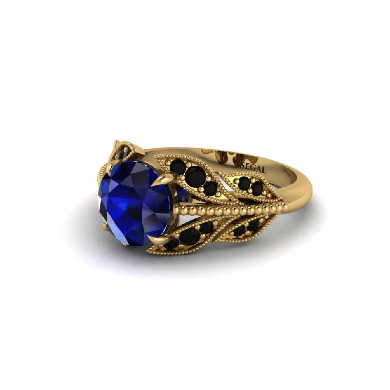 Ladies engagement rings platinum options-Sapphire Majestic Leaf Gold Engagement Ring - Makenna No. 43