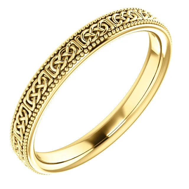 Ladies rings light feel styles-14K Gold 3 mm Celtic-Inspired Milgrain Eternity Band