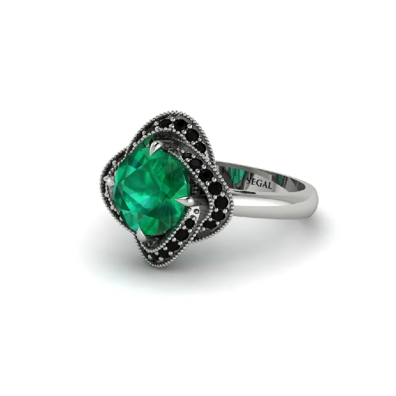 Ladies engagement rings modern halo-Emerald Floral Infinity Engagement Ring - Brinley No. 36