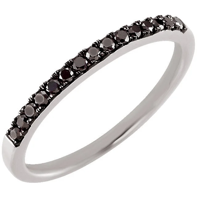 Ladies rings secure fit designs-14k White Gold 1/5 CTW Black Diamond Anniversary Band