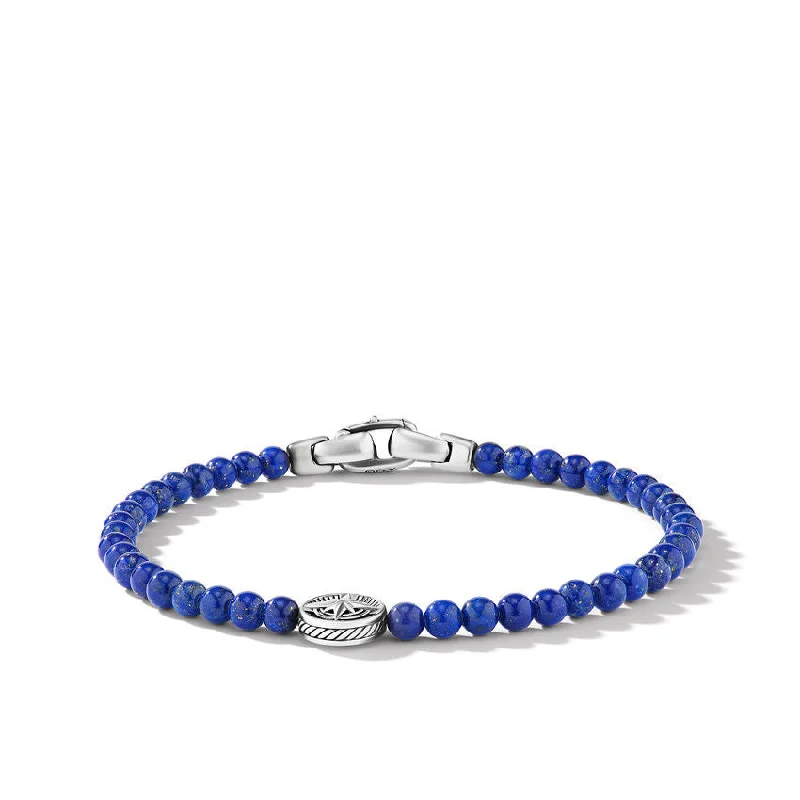 ladies bracelet beach holiday-David Yurman Gents Spiritual Beads Compass Bracelet with Lapis