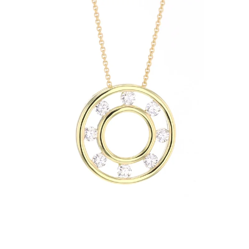 ladies necklace nature rose quartz-0.87 ctw Diamond Open Circle Pendant Necklace