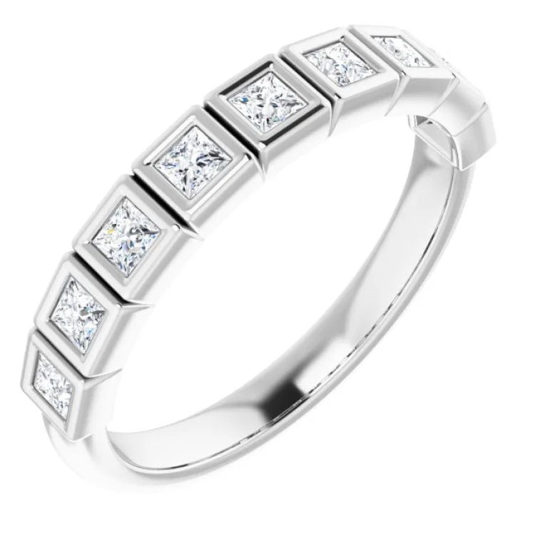 Ladies rings cubist style designs-Platinum 1/2 CTW Natural Diamond Anniversary Band