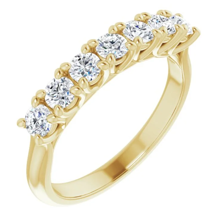 Ladies rings creative artistic styles-14K Yellow 3/4 CTW Natural Diamond Seven-Stone Anniversary Band