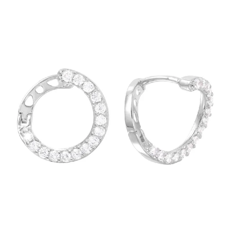 Ladies earrings seasonal discount offers-Silver 925 Rhodium Plated CZ Twisted Hoop Earrings - GME00019