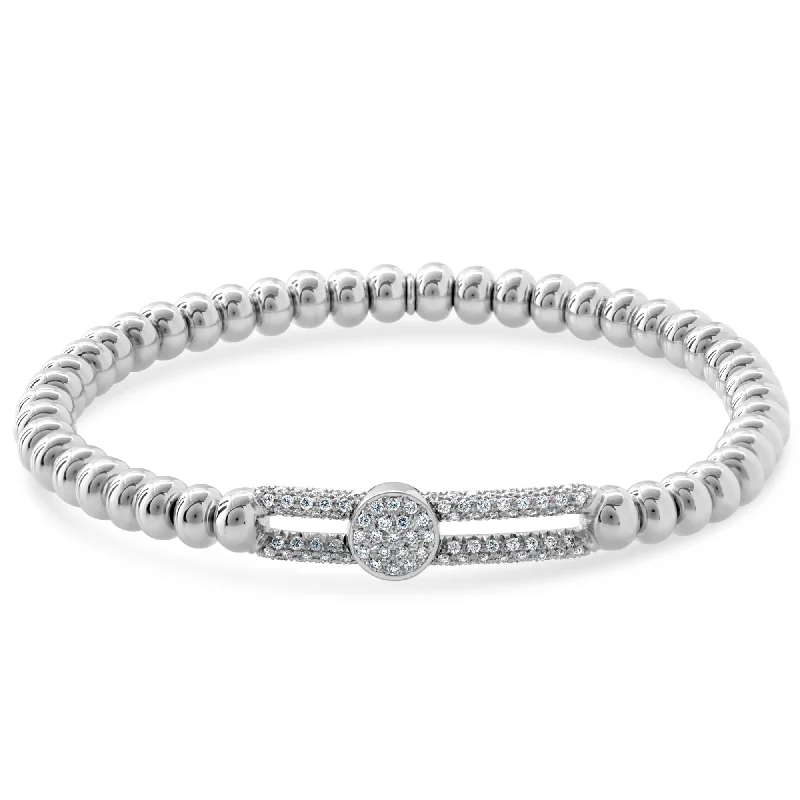 ladies bracelet name halo-Hulchi Belluni Tresore Bead Slide Stretch Stackable Diamond Bracelet