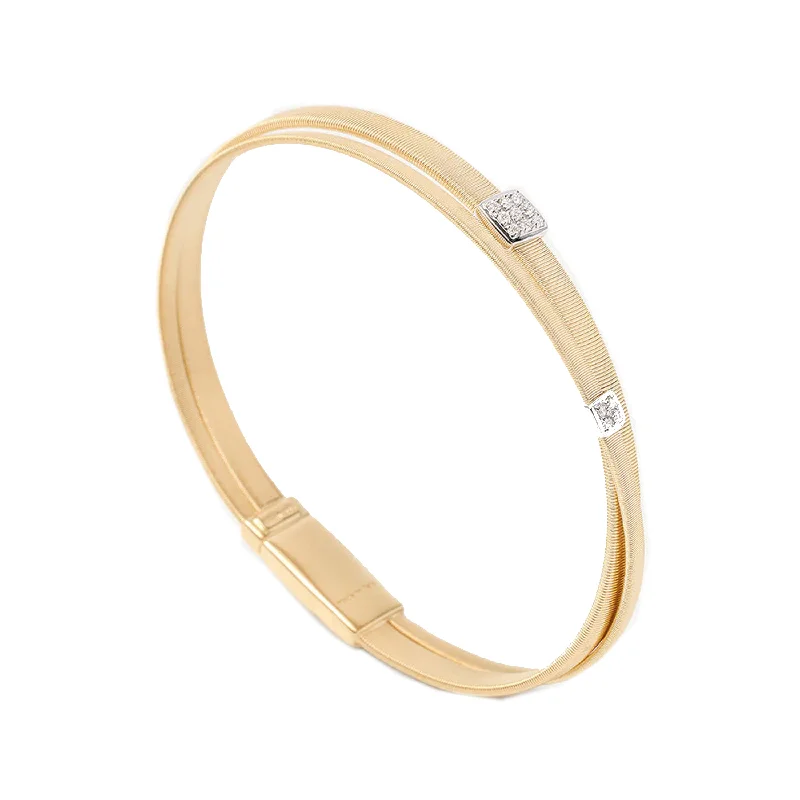 ladies bracelet filigree black friday-Marco Bicego 18K Yellow Masai Gold 2-Strand Coil Bracelet with Diamonds