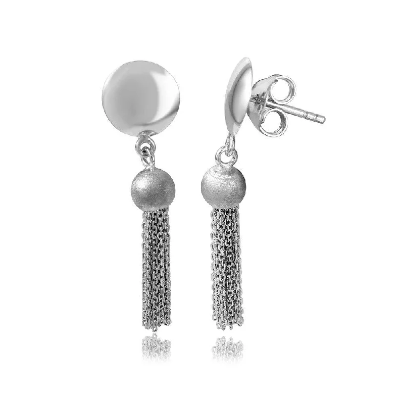 Ladies earrings girlfriend surprise picks-Silver 925 Rhodium Plated Hanging Bead with Multi Strands Earrings - DIE00003RH