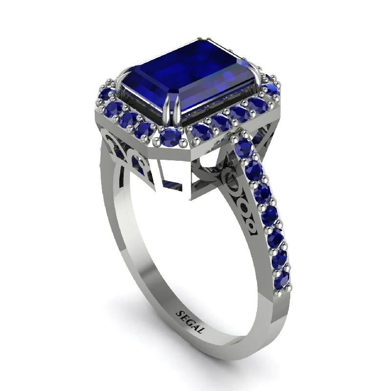 Ladies engagement rings social media trends-Emerald Cut Sapphire Vintage-Inspired Engagement Ring - Addilyn No. 75