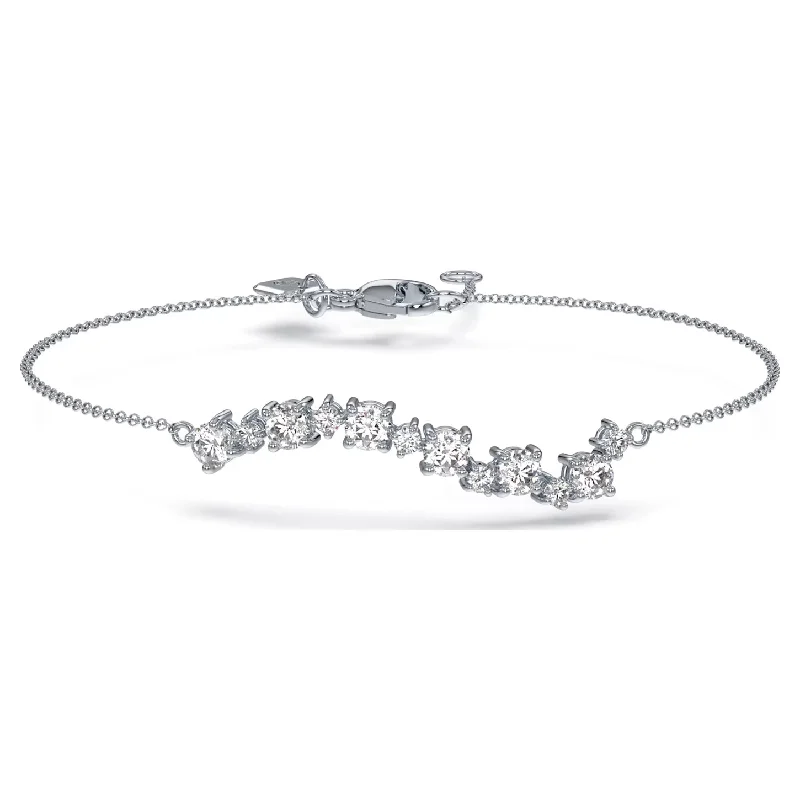 ladies bracelet birthstone twisted-Swarovski Diamond Intimate Bracelet with beaded Chain 14K White Gold