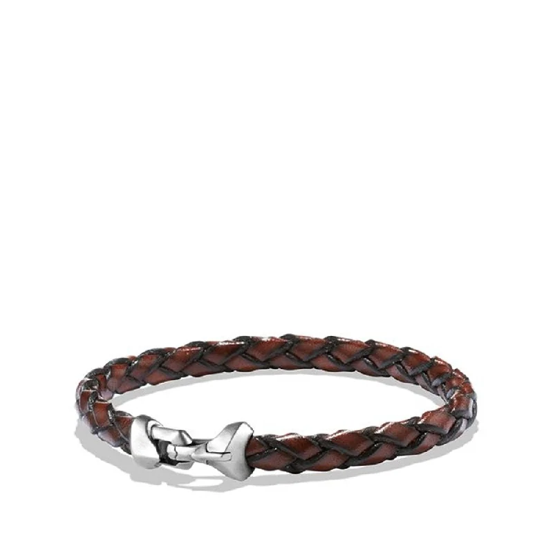 ladies bracelet shell braided-David Yurman Men's Armory Leather Bracelet in Brown