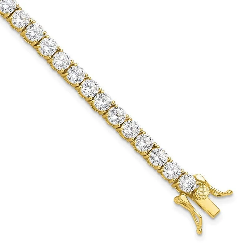 ladies bracelet intricate gold-Sterling Silver Gold-tone 4mm CZ 7.5in Tennis Bracelet