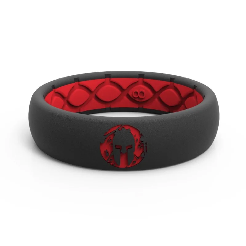 Ladies rings elegant timeless looks-Groove Life Spartan Race Sprint Red Silicone THIN