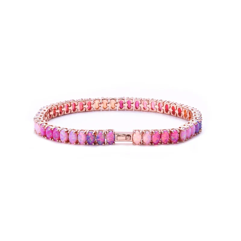 ladies bracelet textured mother’s-Rose Gold Pink Ombre Candy Bracelet