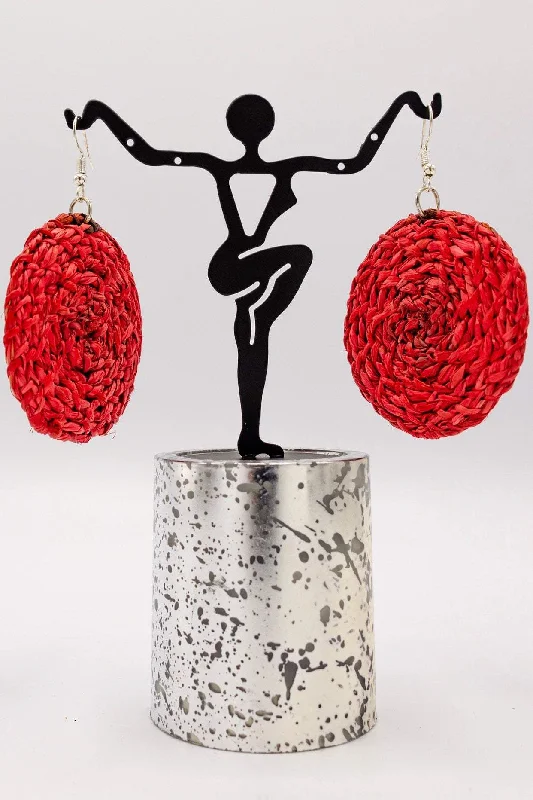 Ladies earrings subtle luxury options-Raffia woven Earrings