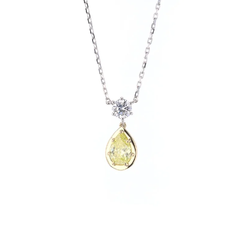 ladies necklace onyx luxury-0.61 ct Diamond & 1.28 ct Pear Yellow Diamond Pendant Necklace