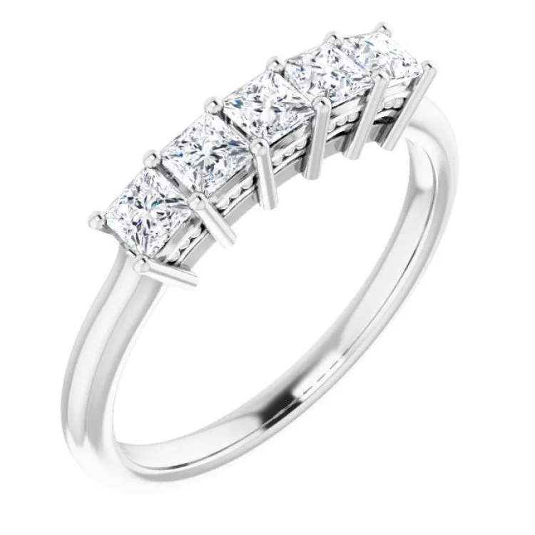 Ladies rings sustainable jewelry designs-14K White 5/8 CTW Natural Diamond Anniversary Band