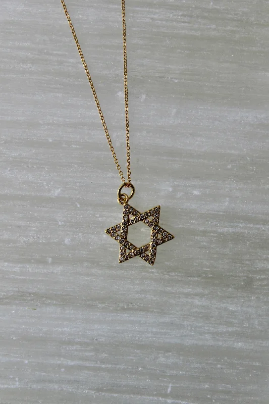 ladies necklace trendy asymmetrical-Star of David Stone Necklace