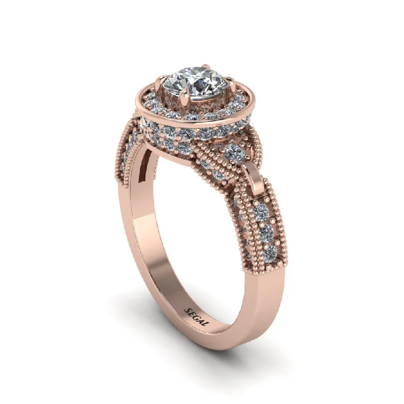 Ladies engagement rings punk flair-Diamond Double Halo Handmade Engagement Ring - Gracelyn No. 2