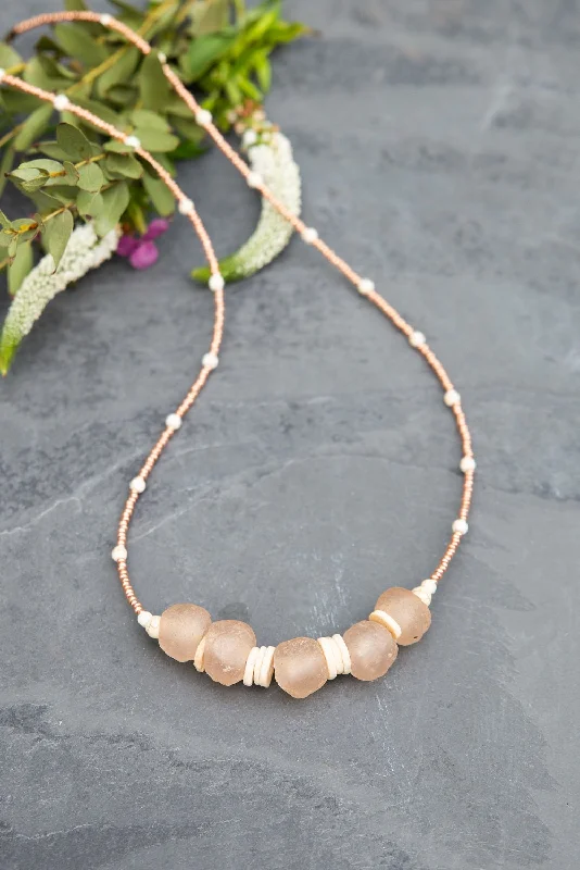 ladies necklace twisted gold-Jasmine Blush Necklace