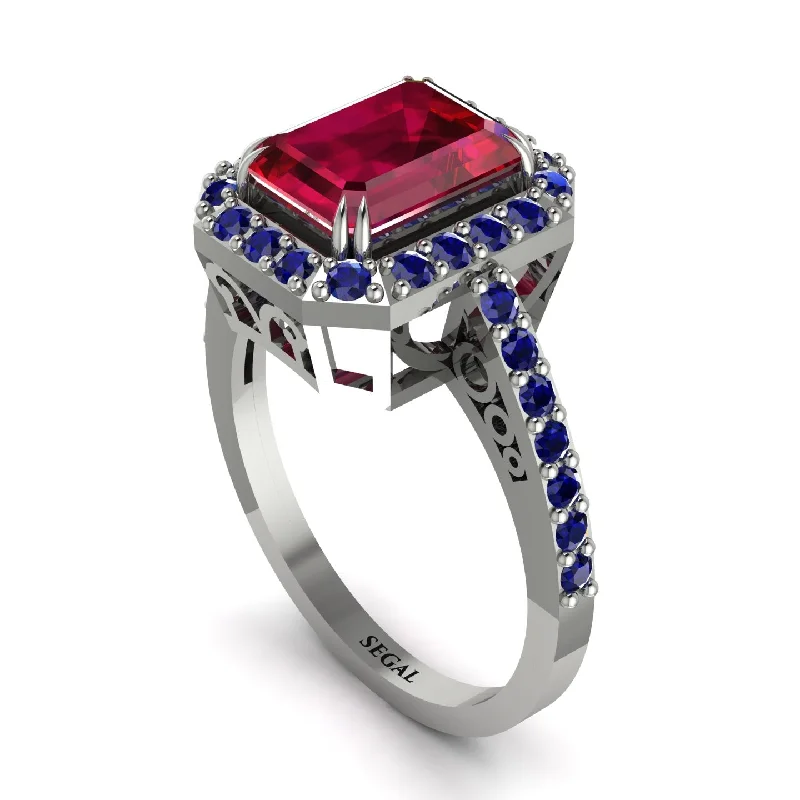 Ladies engagement rings conflict-free-Emerald Cut Ruby Vintage-Inspired Engagement Ring - Addilyn No. 72