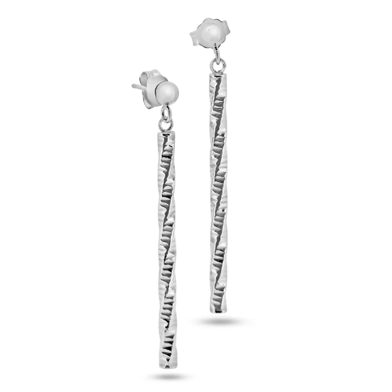 Ladies earrings handmade craft pieces-Rhodium Plated 925 Sterling Silver DC Dangling Earrings - ARE00036RH