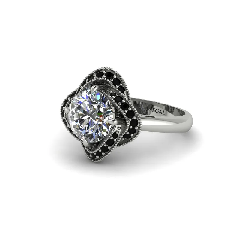 Ladies engagement rings dream designs-Diamond Floral Infinity Engagement Ring - Brinley No. 33