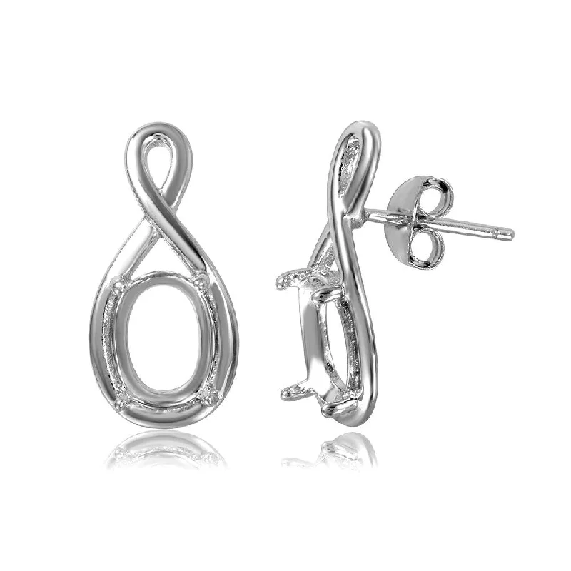 Ladies earrings animal-inspired themes-Silver 925 Rhodium Plated Infinity Personalized Mounting Earrings - BGE00463