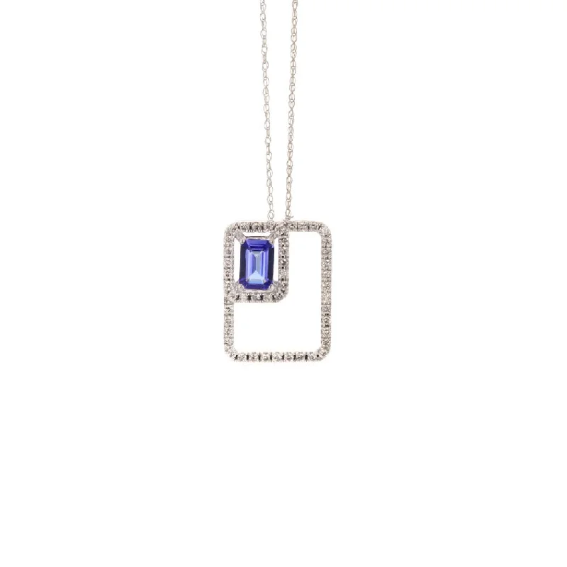 ladies necklace leaf matte-Tanzanite & Diamond Pendant Necklace