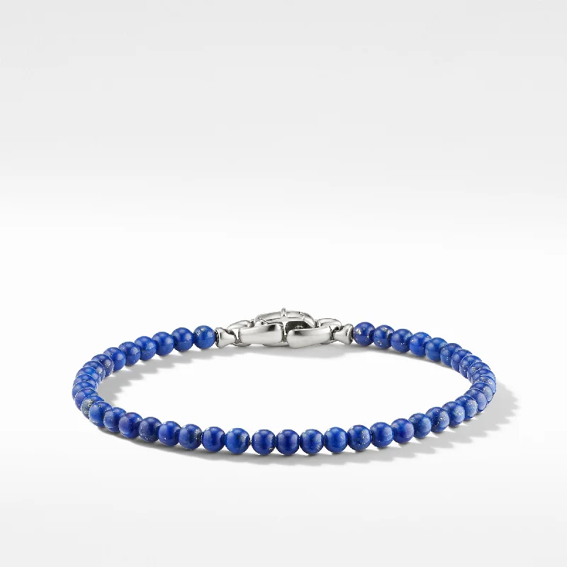 ladies bracelet modern opal-Men's Spiritual Beads Bracelet with Lapis 4MM