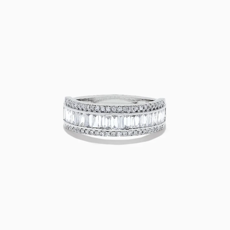 Ladies rings eco-friendly materials-Classique 14K White Gold Diamond Band, 0.82 TCW