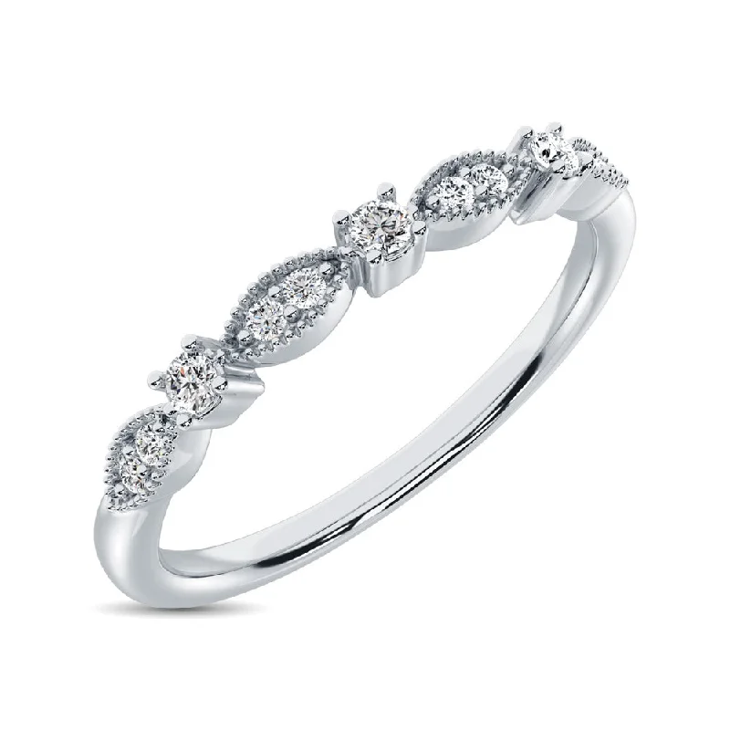 Ladies rings sterling silver options-14K White Gold 1/10 Ct.Tw.Diamond Stackable Band