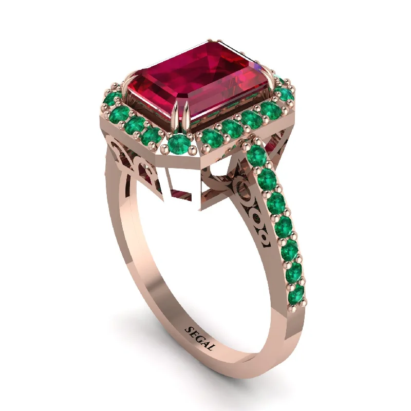 Ladies engagement rings romantic solitaires-Emerald Cut Ruby Vintage-Inspired Engagement Ring - Addilyn No. 26