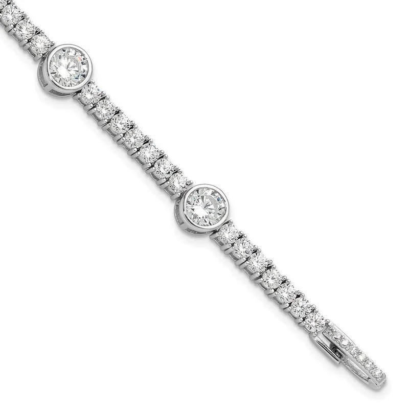 ladies bracelet timeless turquoise-Sterling Silver Rhodium-plated CZ 7 inch Tennis Bracelet