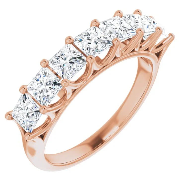 Ladies rings opal shimmering styles-14K Rose 1 3/4 CTW Natural Diamond Anniversary Band