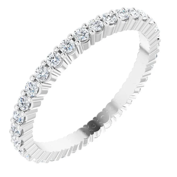 Ladies rings cushion cut rings-14K White 1/2 CTW Lab-Grown Diamond Eternity Band Size 5