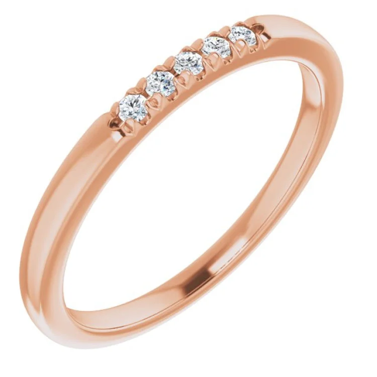 Ladies rings raw diamond designs-14K Rose .07 CTW Natural Diamond Anniversary Band